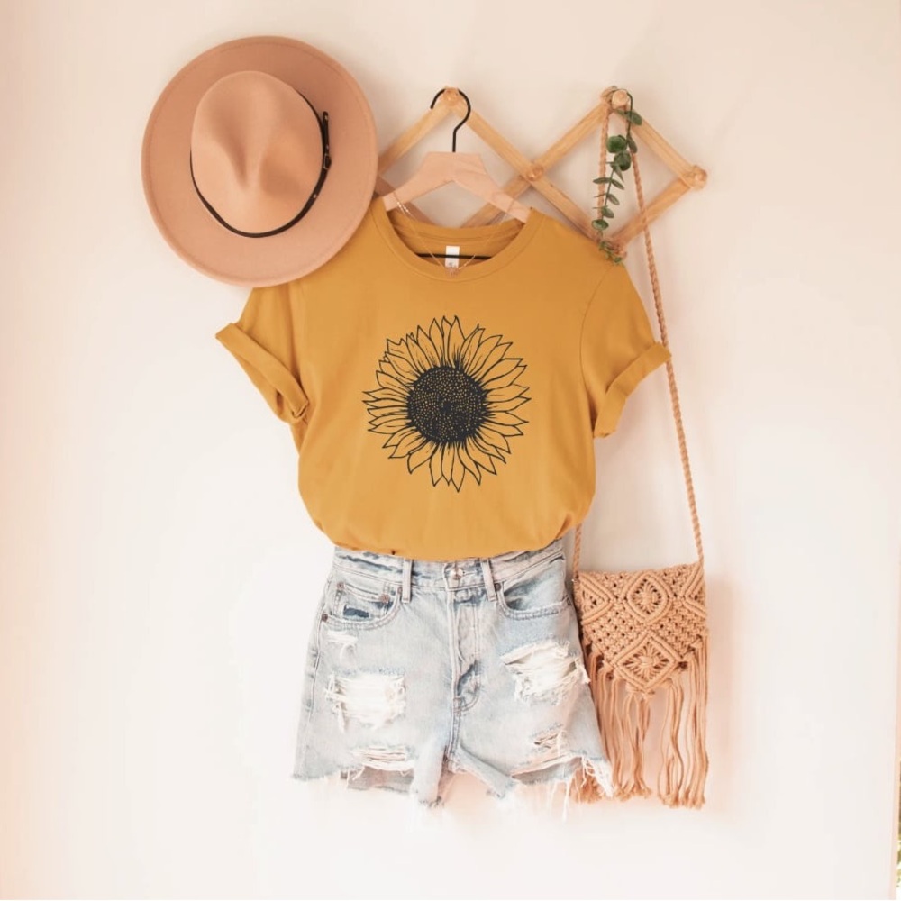 Sunflower Graphic Mustard Yellow T-Shirt